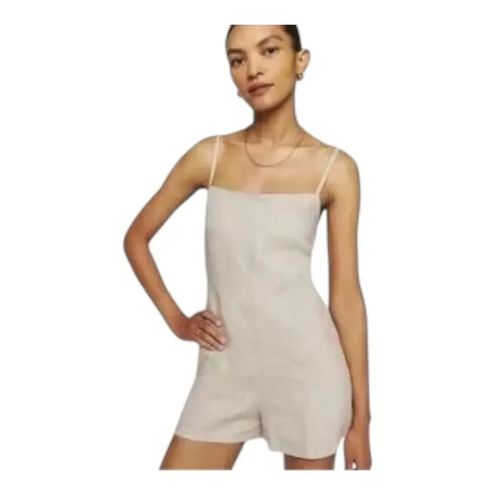 Reformation Harper Linen Romper in Oatmeal 100% Linen Size 6
